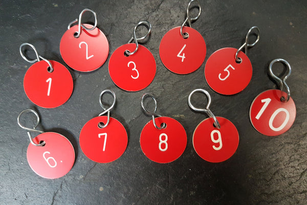Zahlenmarken und Textmarken aus  Kunststoff rund 30 mm